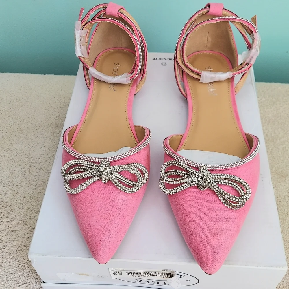 Shoe Dazzle Sakiko Barbie Pink Womens Size 10 Flats NWT Barbiecore Formal Formal